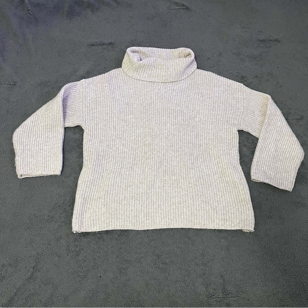 ASOS Design Cream Chunky Knit Turtleneck Sweater Cozy Oversized Small